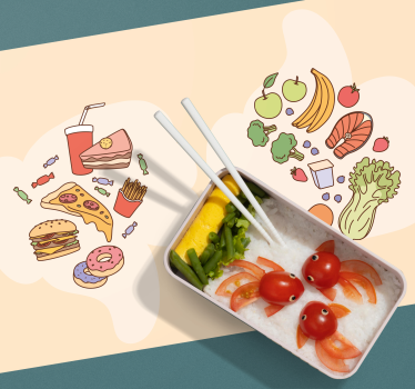 Set de table design pour enfant Nourriture saine et malbouffe - TenStickers