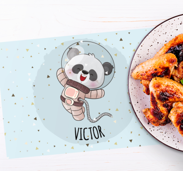 Set de table design panda mignon pour enfant avec prénom - TenStickers