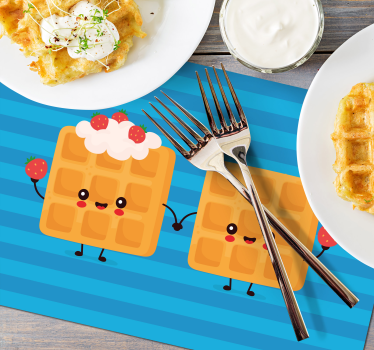 Set de table enfant amis gaufres heureux - TenStickers