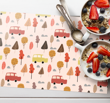 Set de table enfant arbres de voitures colorés - TenStickers