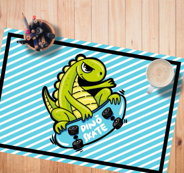 Set de table enfant aventure de dino en skateboard - TenStickers