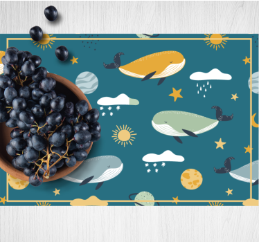 Set de table enfant baleines et motifs célestes - TenStickers