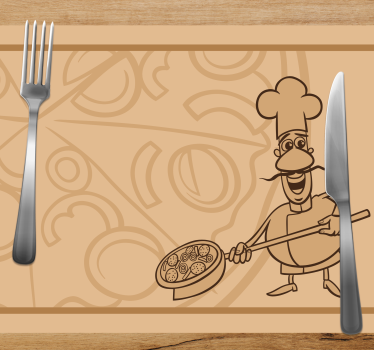 Set de table enfant chef tenant une pizza - TenStickers