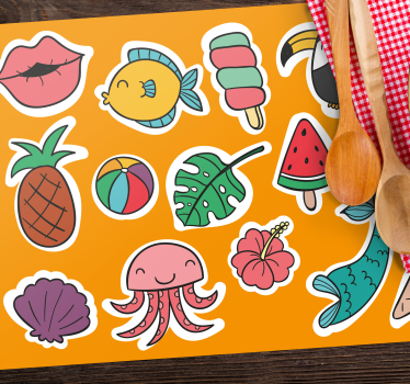 Set de table enfant Éléments tropicaux colorés - TenStickers