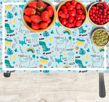 Set de table enfant fantaisie dino colorée - TenStickers