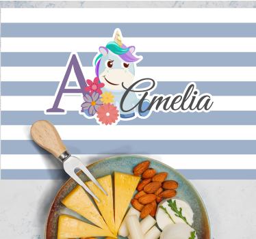 Set de table enfant illustration de nom de licorne - TenStickers