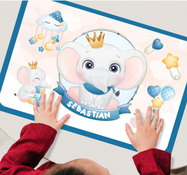 Set de table enfant illustration éléphant mignon - TenStickers