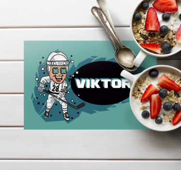 Set de table enfant joueur de hockey dessin animé - TenStickers