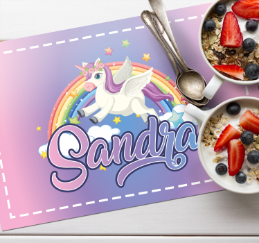 Set de table enfant Licorne avec nom - TenStickers
