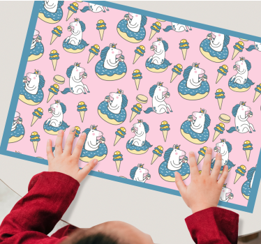 Set de table enfant licornes dégustant des glaces - TenStickers