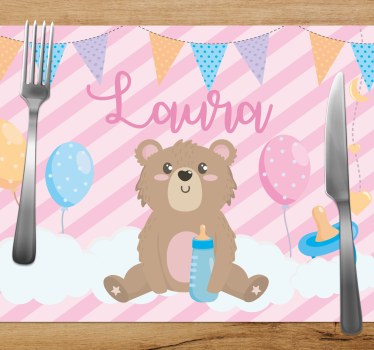 Set de table enfant ourson avec ballon - TenStickers
