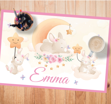 Set de table enfant scène de lapin sous la lune - TenStickers