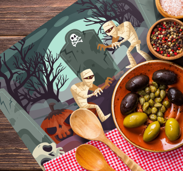 Set de table halloween momies Émergeant du cimetière - TenStickers