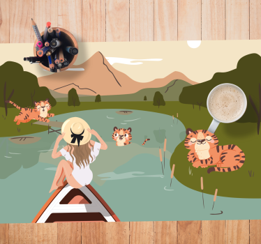 Set de table maison Fille et tigres animaux de la jungle - TenStickers