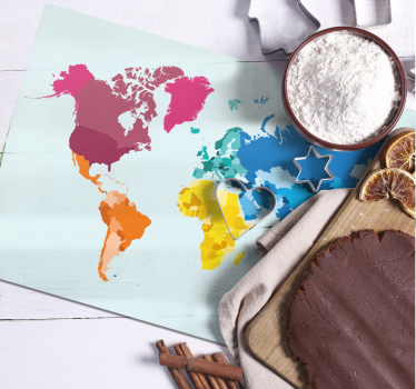 Set de table original carte du monde colorée - TenStickers