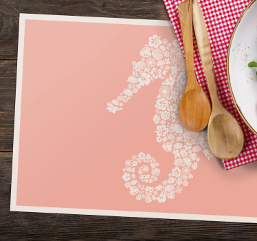 Set de table original forme de hippocampe floral - TenStickers
