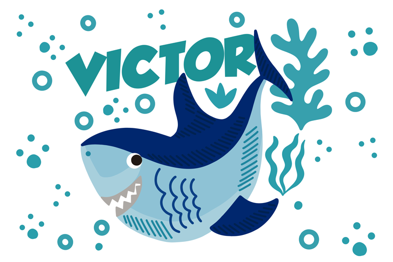 Set de table Requin avec nom  - TenStickers