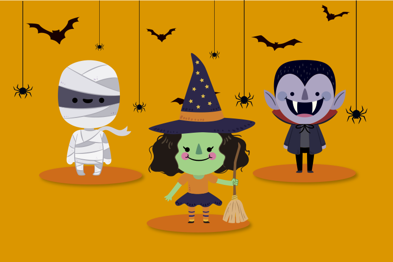 Set de table Halloween personnages heureux - TenStickers