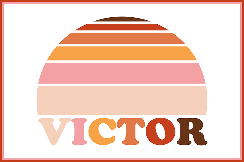 Set de table nom Soleil des années 70 avec nom - TenStickers