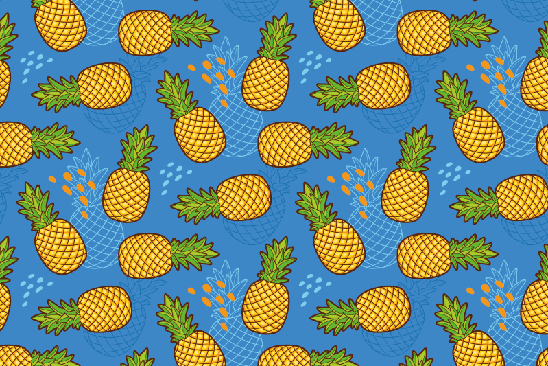 Set de table original Ananas sur fond bleu - TenStickers