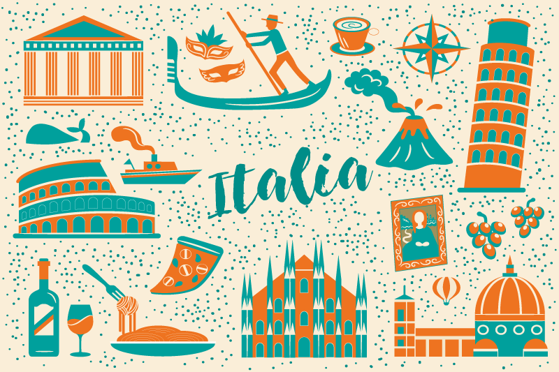 Set de table pour restaurant Icônes les plus célèbres d'italie - TenStickers