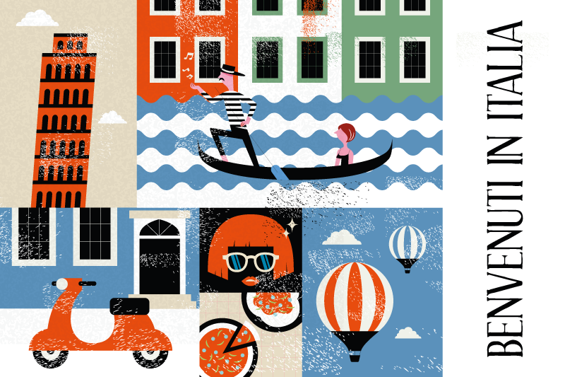 Set de table original scène italienne vibrante - TenStickers