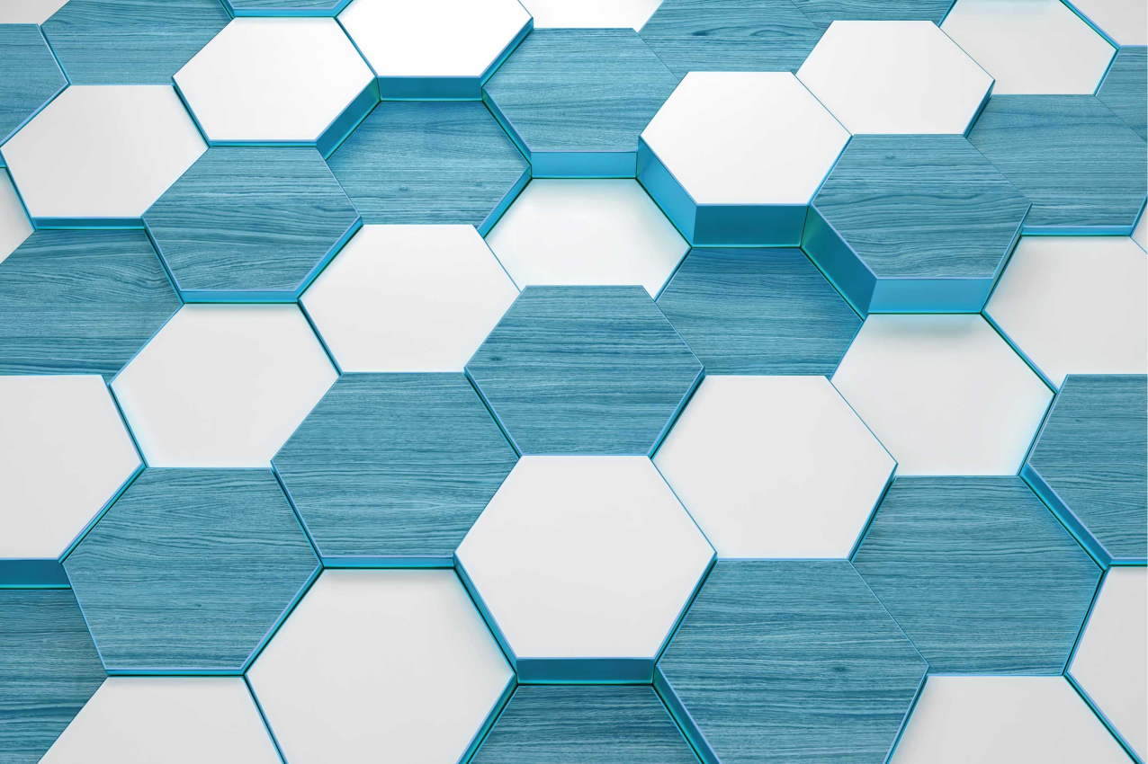 Set de table design bois Hexagone en bois bleu et blanc - TenStickers