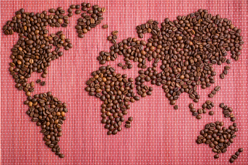 Set de table original carte du monde café - TenStickers