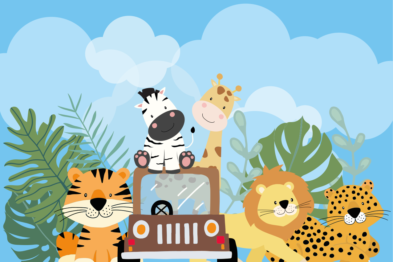 Set de table enfant scène de safari animal - TenStickers