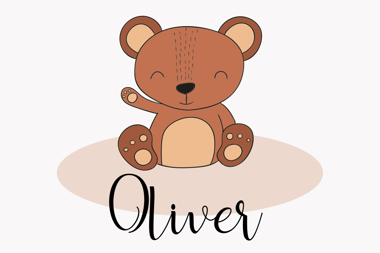 Set de table Ours en peluche mignon avec prénom - TenStickers