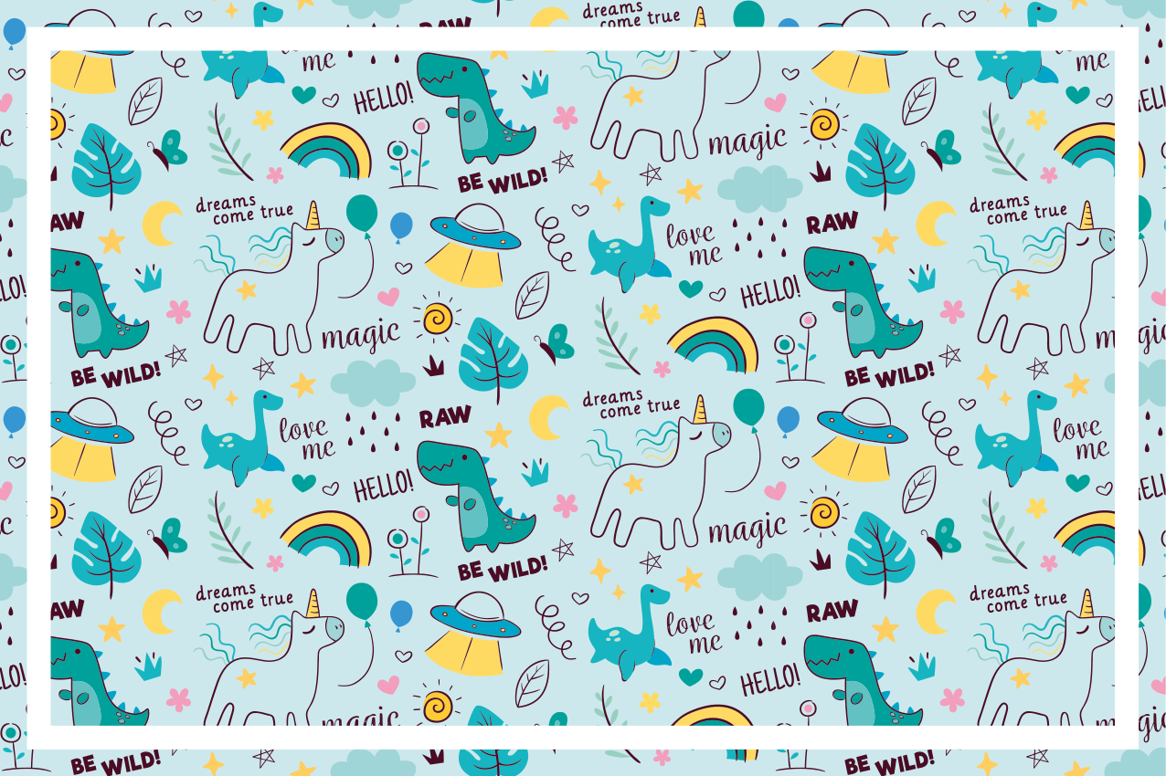Set de table enfant fantaisie dino colorée - TenStickers
