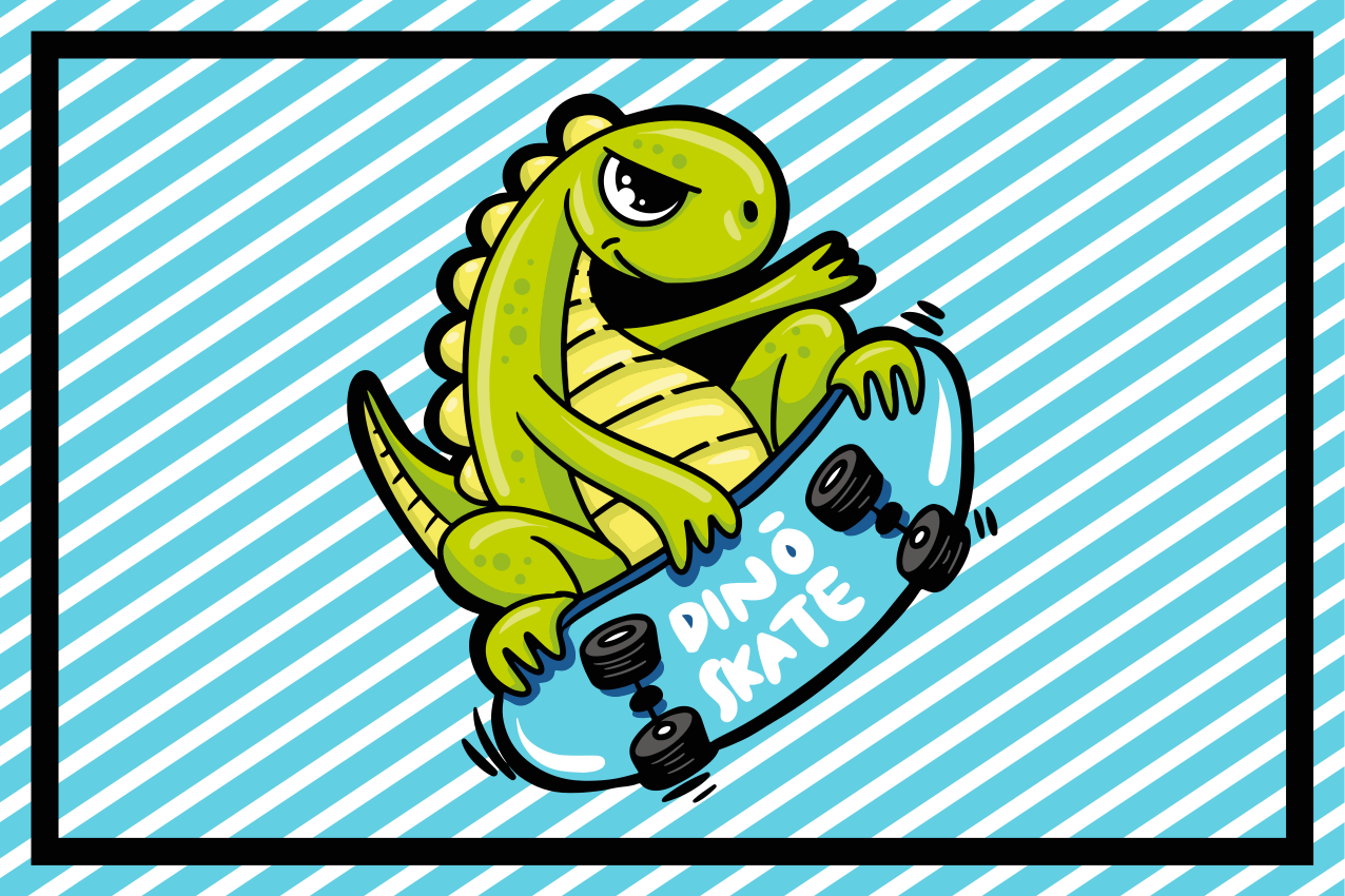 Set de table enfant aventure de dino en skateboard - TenStickers