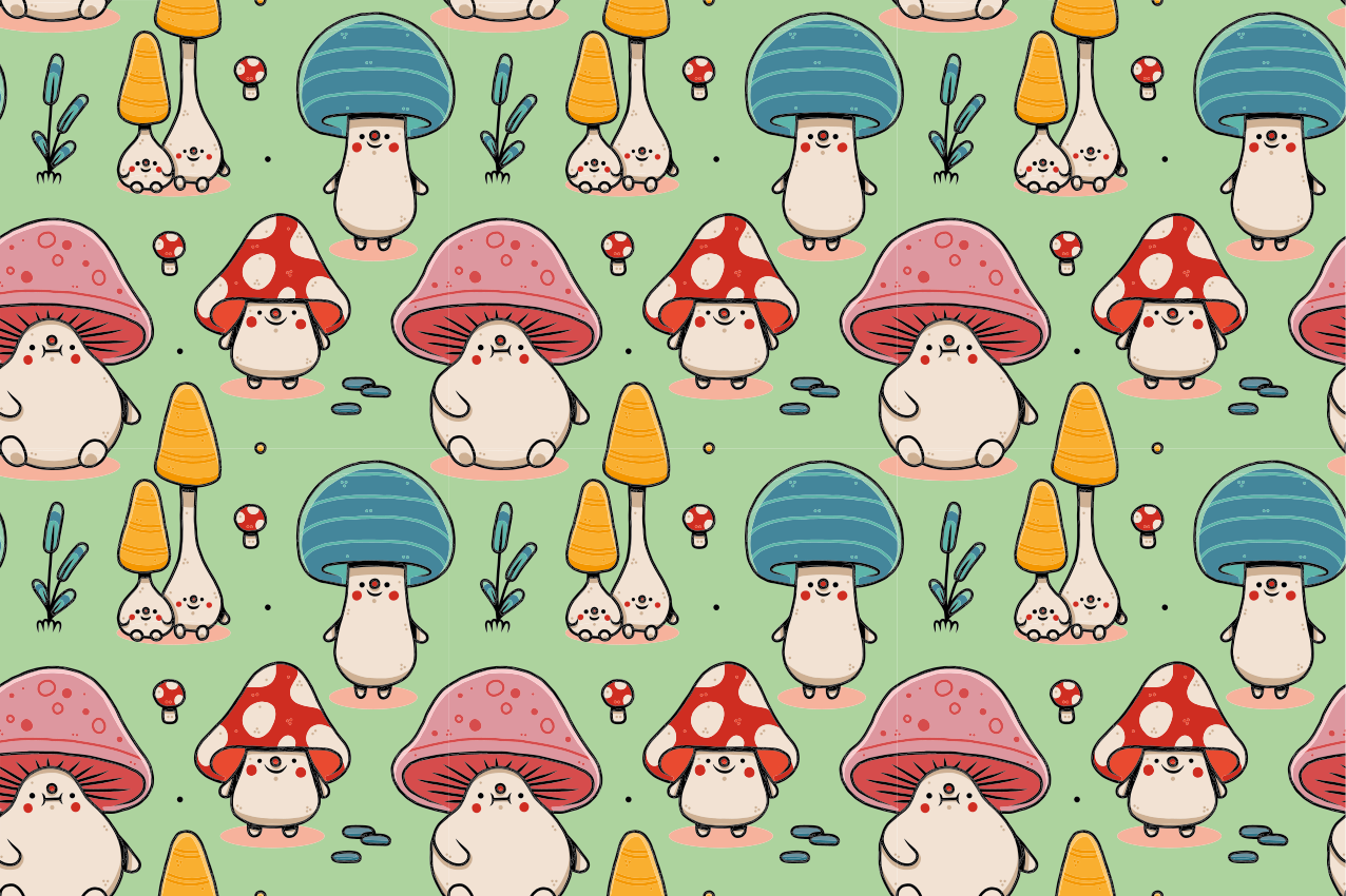 Set de table enfant personnages champignons mignons - TenStickers