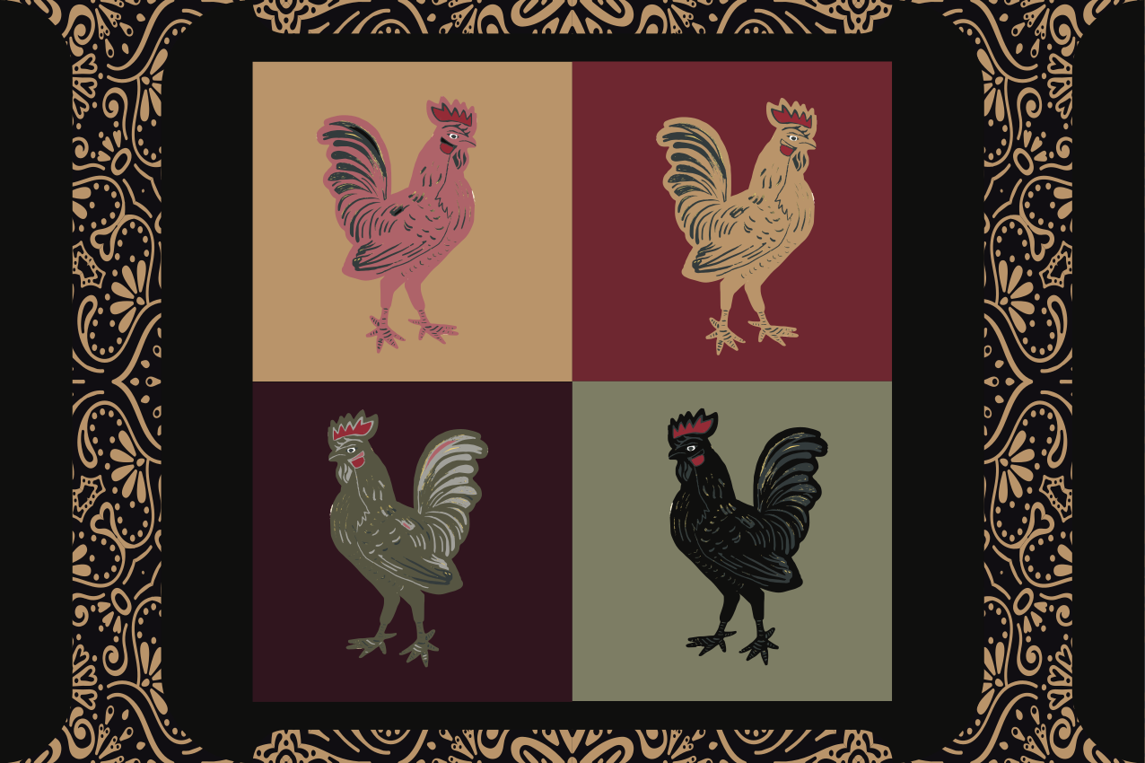 Set de table original motifs de poules colorées - TenStickers