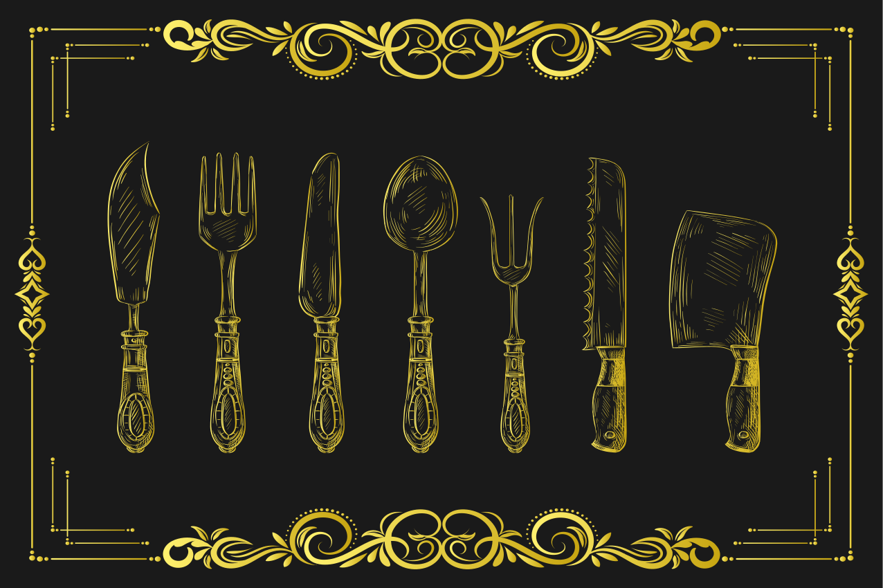 Set de table moderne Ustensiles dorés vintage - TenStickers