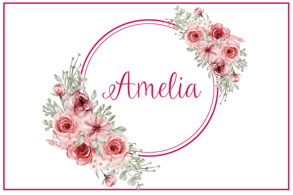 Set de table avec prénom création botanique personnalisée - TenStickers