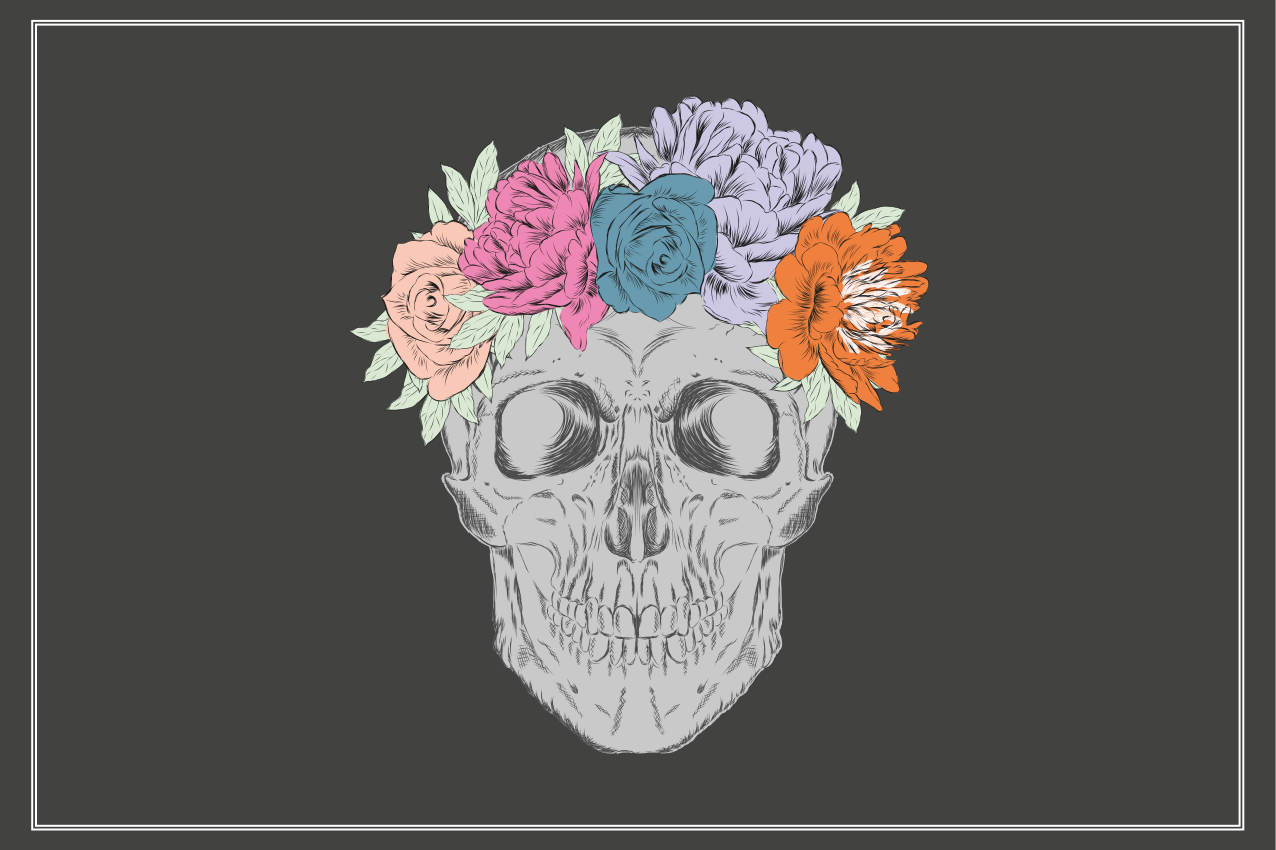 Set de table original couronne florale skull - TenStickers