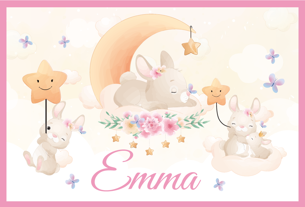 Set de table enfant scène de lapin sous la lune - TenStickers