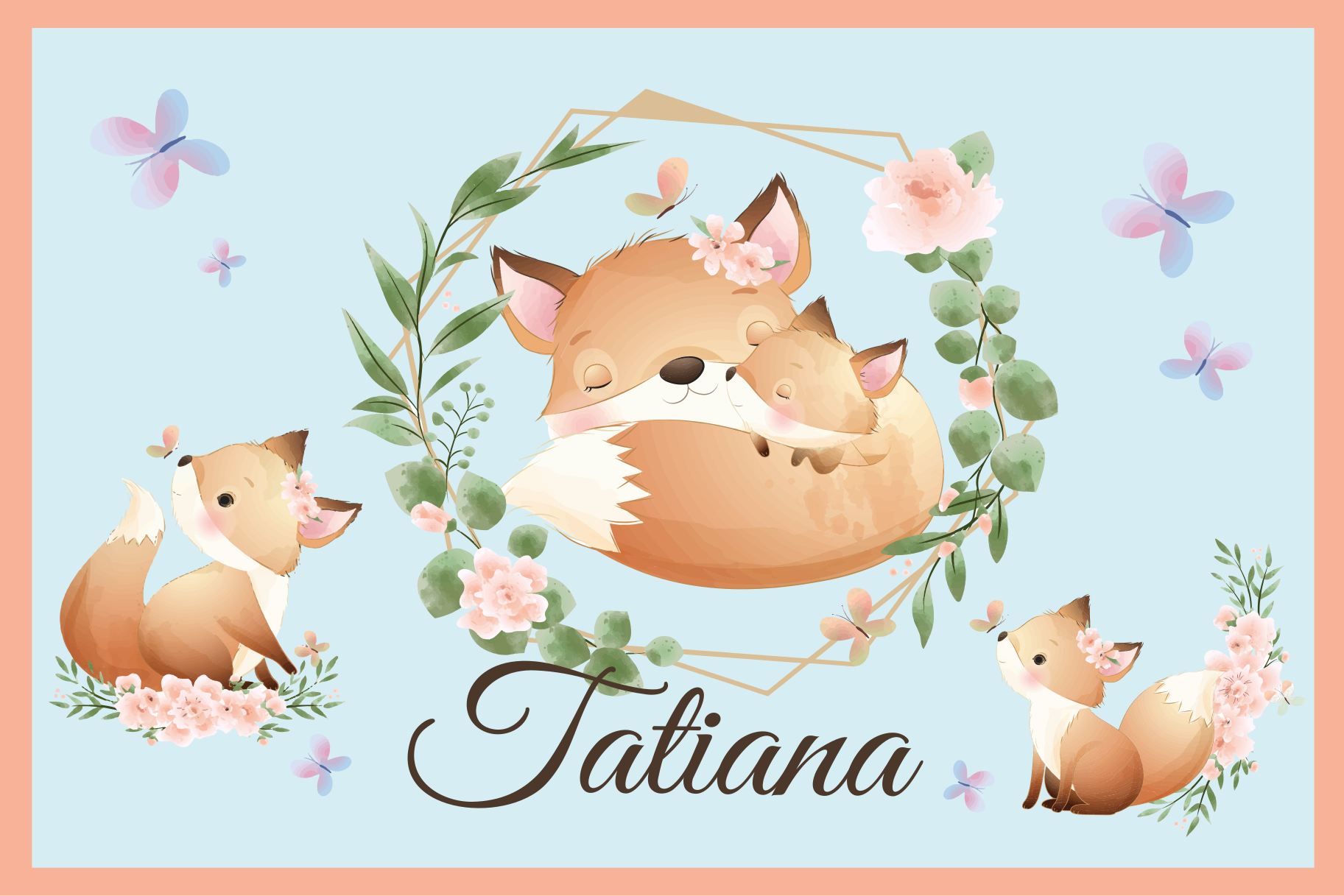 Set de table enfant famille de renards mignons - TenStickers