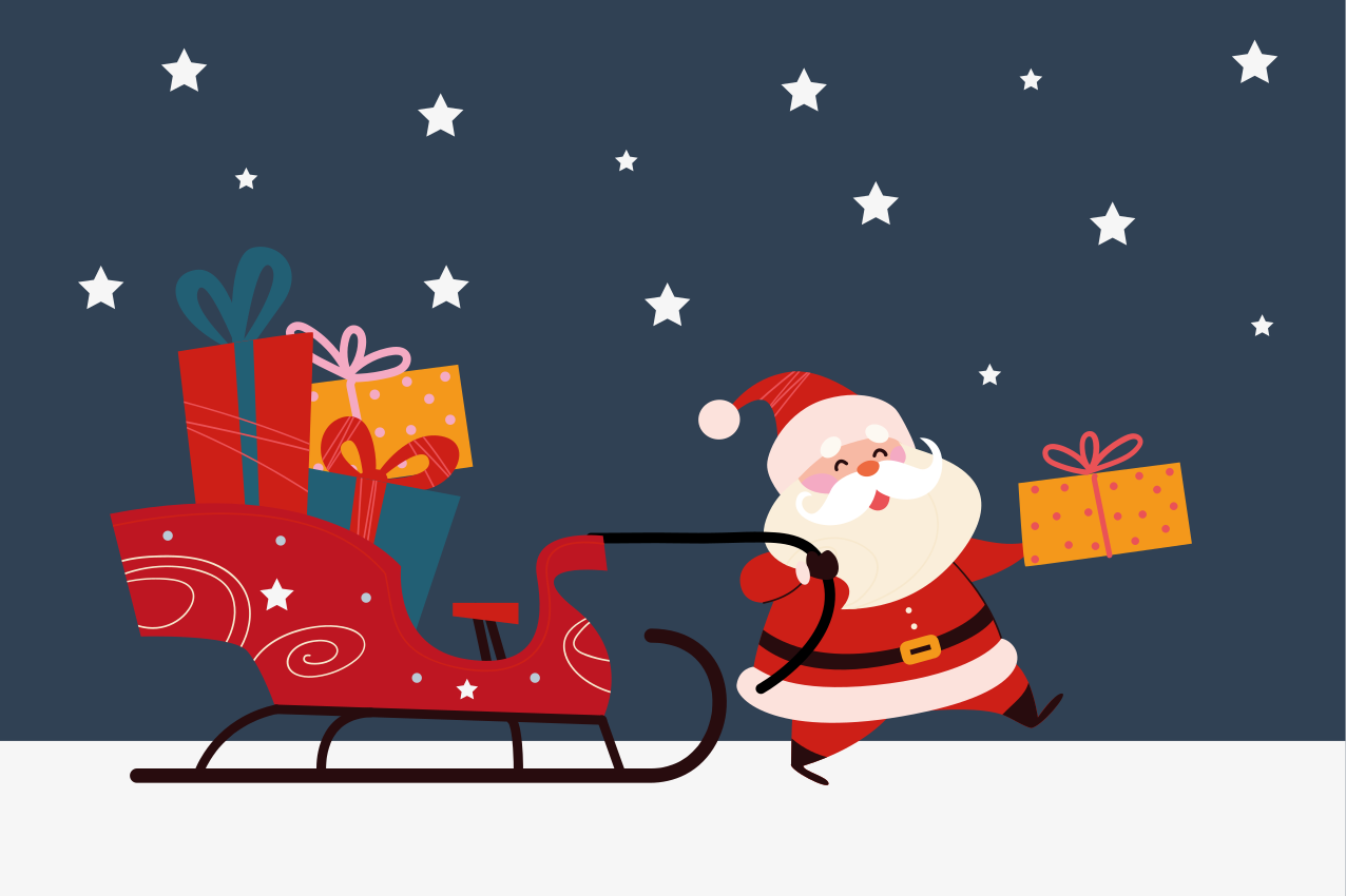 Set de table traîneau du Père Noël et cadeaux - TenStickers