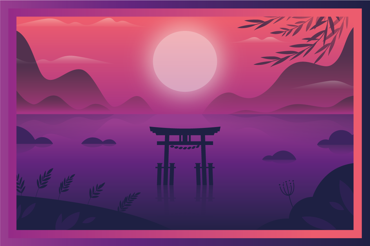Set de table moderne paysage de coucher de soleil apaisant - TenStickers