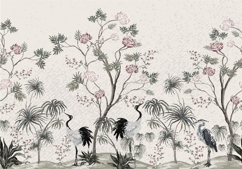 Set de table enfant grues parmi les fleurs - TenStickers