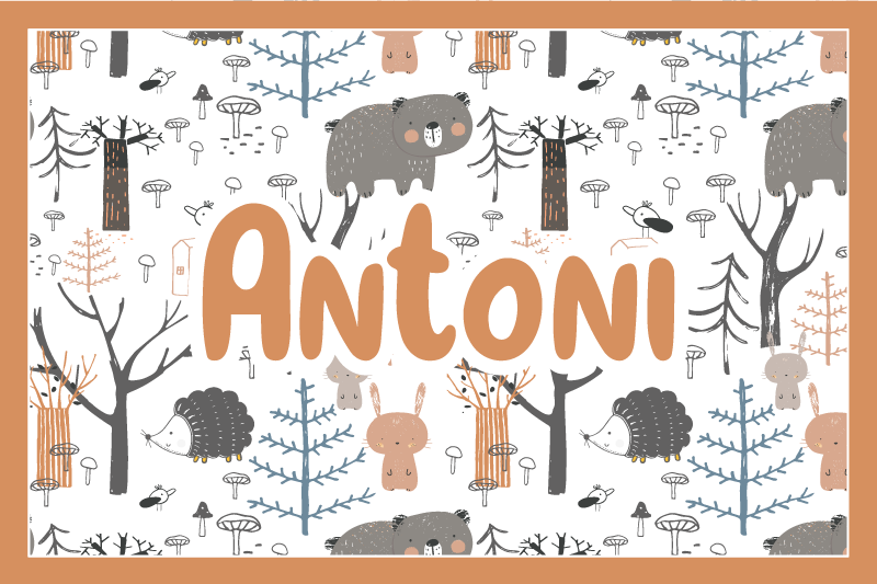 Set de table prénom forêt scandinave et animaux - TenStickers