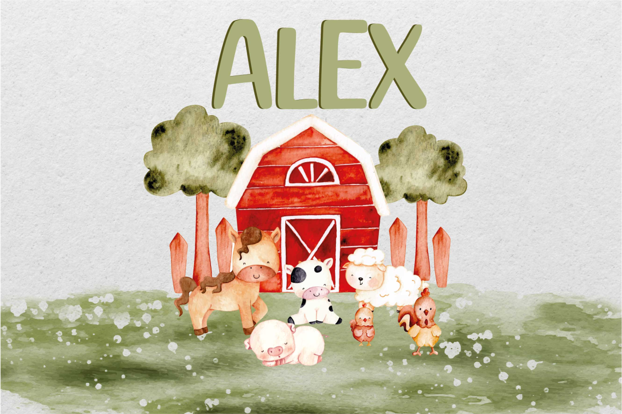 Set de table maison ferme et nom personnalisé - TenStickers