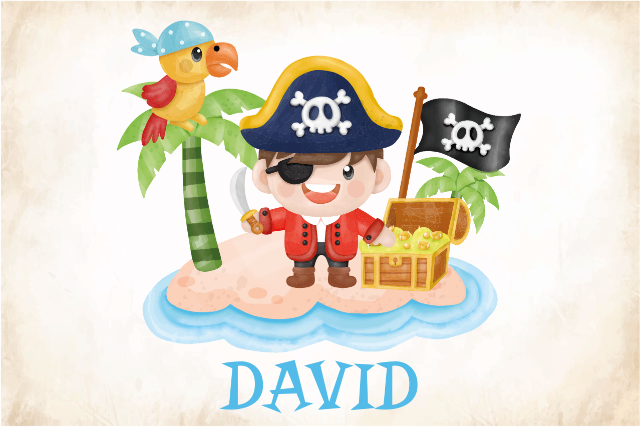 Set de table pirate dessin animé avec prénom - TenStickers