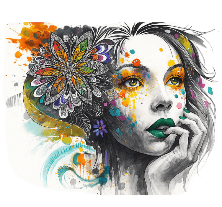 Tapisserie graffiti portrait aux couleurs explosives - TenStickers