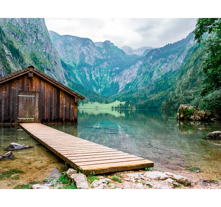 Papier peint cabane dans la montagne - TenStickers