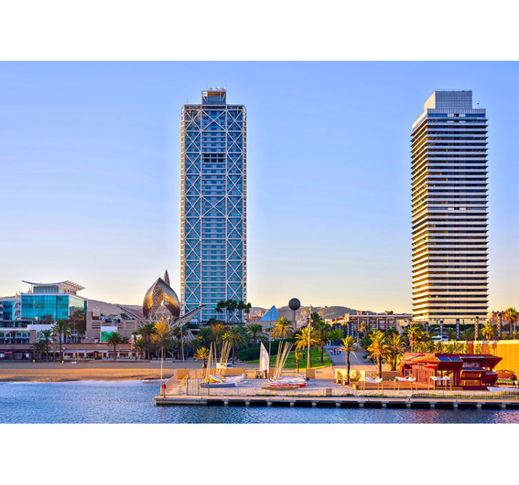 Peinture murale puerto olímpico barcelone ville - TenStickers