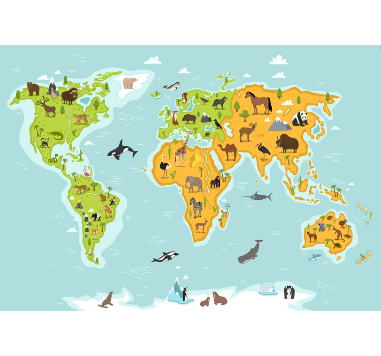 Photo murale Carte du monde animal - TenStickers