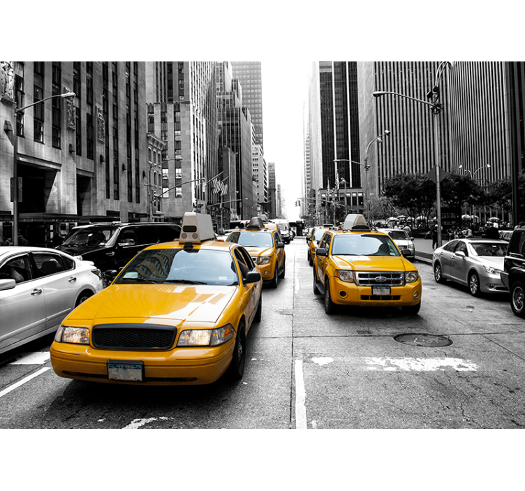 Tapisserie murale taxis de New York - TenStickers